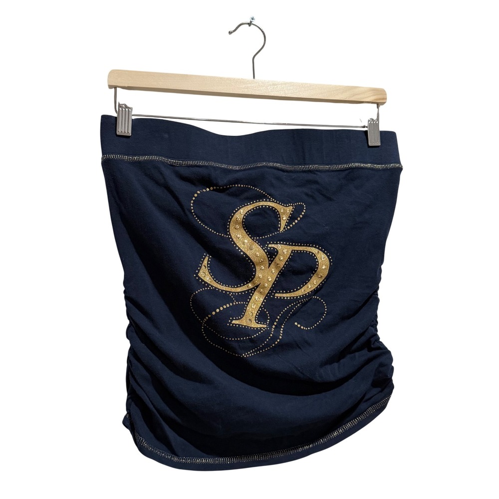 Y2K Southpole Rhinestone Ruched Tube Top Large
